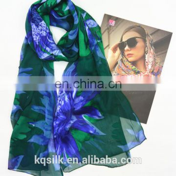 Multi color rfq flower printed burn out silk rayon scarves