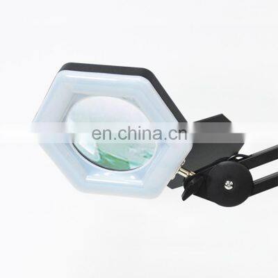 LED Magnifying Glass Lamp Tricolor Adjustment Stepless Dimming LED Folding Magnifying Table Lamp 5D Magnifying Lamp