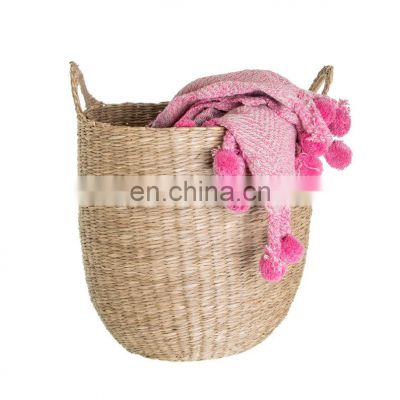 Natural Super trendy storage basket woven from seagrass laundry Basket Handwoven Natural Wholesale