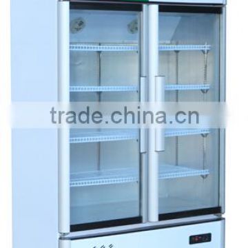 2 Glass Open Door vertical display cooler-LC-1000 lower compressor