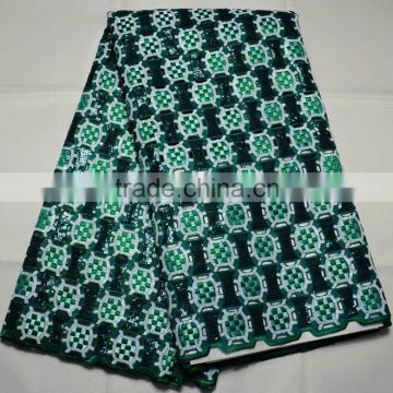 L397-1african sequnce fabric Korea double organza embroidery lace fabric