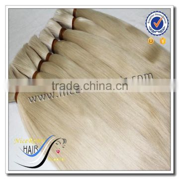 100% white color full cuticle intact human hair blonde russian hair
