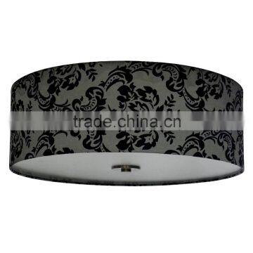Round silk look 22"grey decadance fabric lamp shade(Store en tissu/Pantalla de tela) with an elegant traditional colour