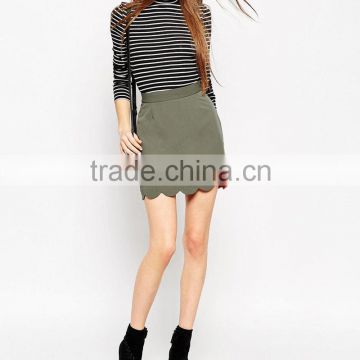 Army green lady wave skirt design dress summer apparel clothes maker