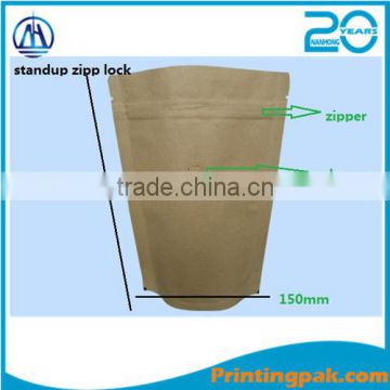 trade assurance ecological Kraft Paper with Aluminum Foil Lamination Stand-up Zipper Pouch/Bag with One-way Degassing Valve