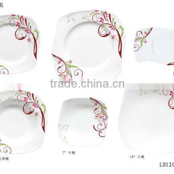 S SHAPE DINNER SET/ DINNERWARE--FLOWERFUL CUT DECAL