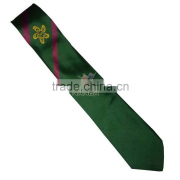 Regimental plain tie in green with logo