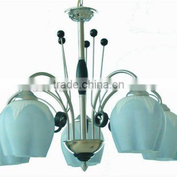 2015 Chrome white glass shade chandeliers lighting with CE