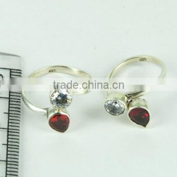 Fabulous !! White CZ & Red CZ 925 Sterling Silver Toe Ring, ashapurajewels.com !! Fresh Silver Jewelry, Toe Ring From India