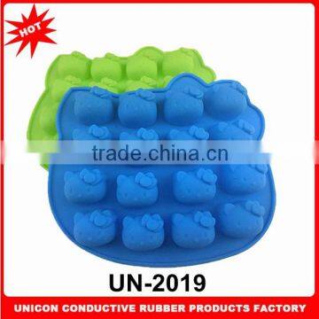 2014 New design 12 holes Kitty Cat shape custom silicone mold for fondant 100% food grade silicone mold for pastry UN-2019
