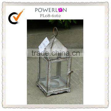 European classical Vintage Style Cream Shabby Chic Wrought Iron/Glass Patio Garden Candle Lantern