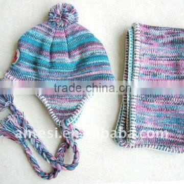 100% acrylic knitted scarf and hat sets