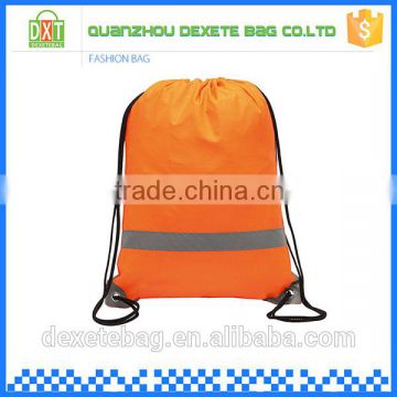 2015 newest promotional orange polyester bulk printing drawstring bags