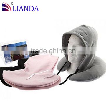 Amazon hot sale memory foam neck pillow with hoody, STABILE Promotion wholesale custom travel pillow hood