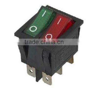 red and green dual square rocker switch,small plastic push button KCD10-111