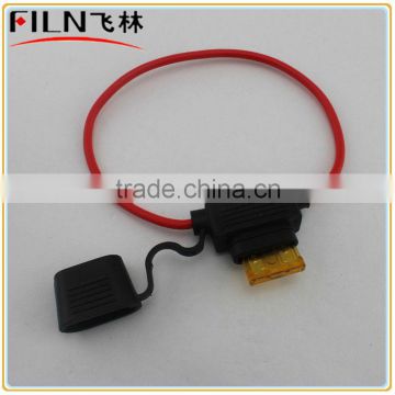 black waterproof fuse holder automotive with 20cm AWG18 wire and fuse