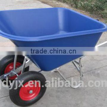 Double wheels WB 9600 civil garden wheelbarrow with plastic tray