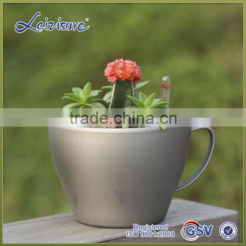 Silver Top quality cup shaped PP selfwatering decorative indoor plastic flowerpot BZ01