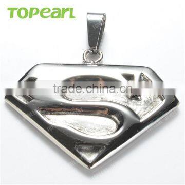 Topearl Jewelry Superman The Man of Steel Superhero Stainless Steel Pendant MEP681