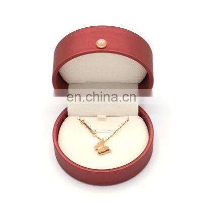 Factory direct supply arch shape red pu leather jewelry box pendent gift box
