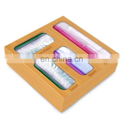 Kitchen & Tabletop Bamboo Dispenser Fiber Food Sandwich Ziplock Bag Storage Boxes & Bins Bag Organizer Holders For Drawer
