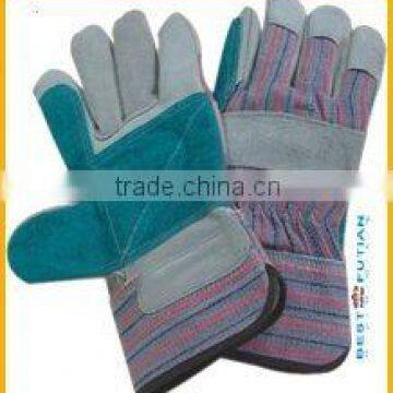 FTSAFETY cow split leather working gloves green leather palm reinforced