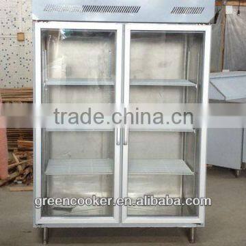 commercial kitchen refrigerator with glass door