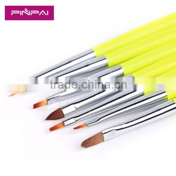New 7PCS/Set yellow color nail Art Acrylic Brushes painting pen liner drawing