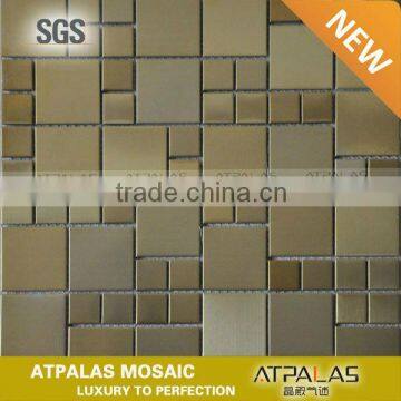 random backsplash golden metal mosaic tiles