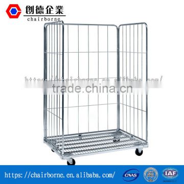 High mobility save manpower foldable simple operation steel storage roll containers/cart/trolly