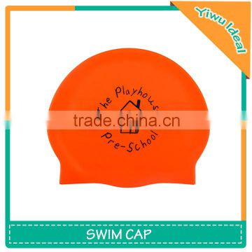 Waterproof Orange Silicone Ear Customized Swim Cap
