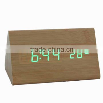 new style cheapest wooden clock with time temperature displayed on the same