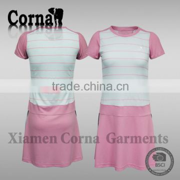 OEM service high quality 100%polyester women tennis sport knitted one-piece dress