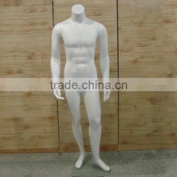 Male Headless White Matt Left Leg Forward Straight Pose Mannequin Display