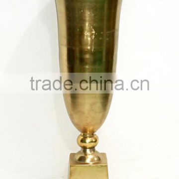 flower vase /big flower vase / wedding decoration Gold Metal flower Vase, Royal Gold Trumpet Vase For Decoration
