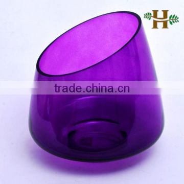 Lavender Oblique Glass Bowl Lantern Vase