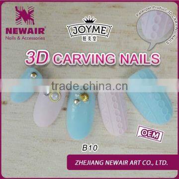 New 2016 product idea 3d carving nails with metal decoration wholesaler artificial nail tip