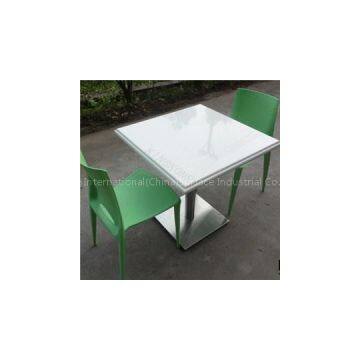 White Marble Solid Surface Square Dining Table For 2 People