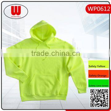 High visibility safety pullover lime green mens hoody