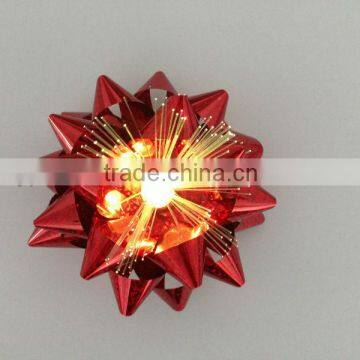 Holiday Shiny LED lighting Star Bow and PET Ribbon Celebration Party Times