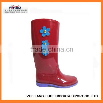 2014 latest red pretty pvc rain boots for women