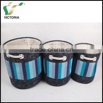 Victoria Stripe Print High Quality Cotton Rope Laundry Storage Box