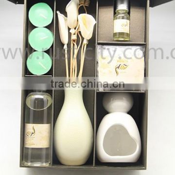 Home burner scent decorative ceramic oil burner sets and reed diffuser sets