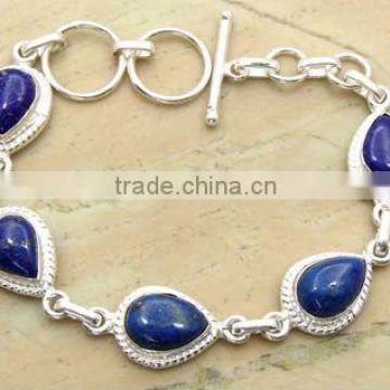 Genuine Lapis &.925 Sterling Silver Jewelry Bracelet Wholesale