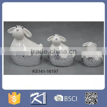 home decoration electroplated white porcelain ceramic sheep