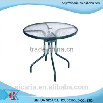 round moire glass tea table