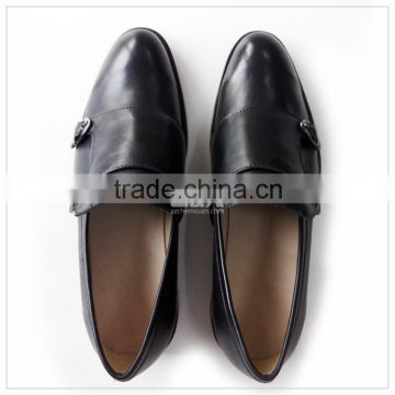 Genuine Leather Shoe Buckle Monk Strap Shoe