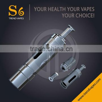 2014 High Quality Huge Vapor Adjustable Airflow Atomizer S6 with Replaceable Dual Coils S6 clearomizer
