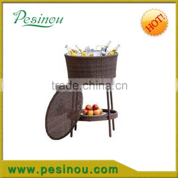 Rattan with galvanized iron drum wicker ice bucket for champagne