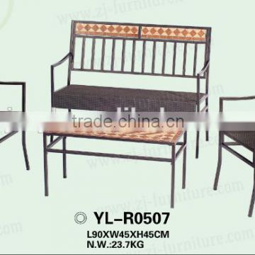 YL-R0507 3pcs rattan chair and 1pcs mosaic table for outdoor/garden funiture